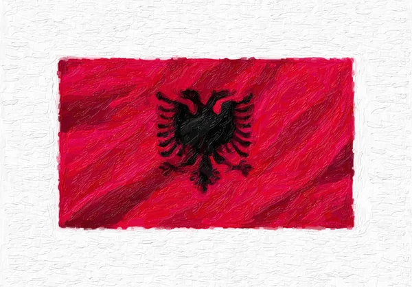 Албанія Ручним Розписом Розмахував Прапором Національної Олійною Фарбою Ізольовані Білому — стокове фото