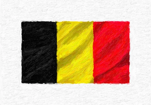 Бельгія Ручним Розписом Розмахував Прапором Національної Олійною Фарбою Ізольовані Білому — стокове фото