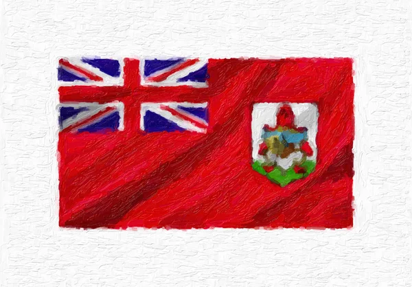 Bermudas Pintadas Mano Ondeando Bandera Nacional Pintura Óleo Aislada Sobre —  Fotos de Stock