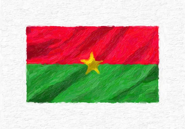 Burkina Faso Handmålade Viftande Flagga Oljefärg Isolerade Vit Duk Illustration — Stockfoto