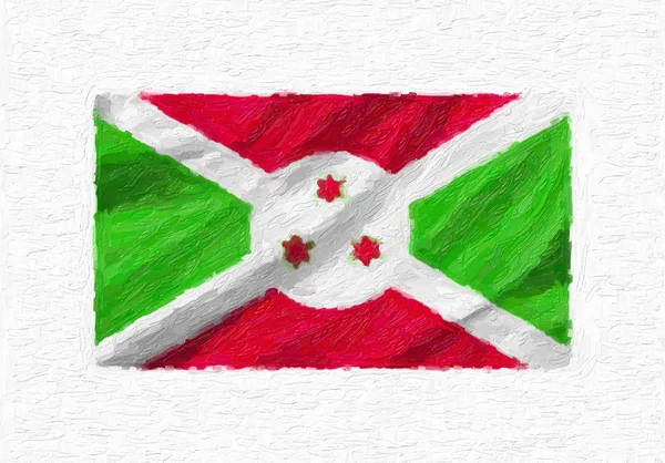 Бурунди Ручной Работы Размахивая Национальным Флагом Масло Краски Изолированы Белом — стоковое фото