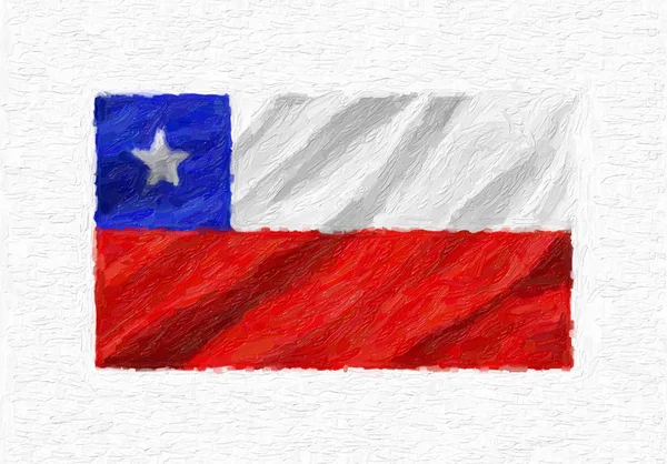 Chile Handmålade Viftande Flagga Oljefärg Isolerade Vit Duk Illustration — Stockfoto