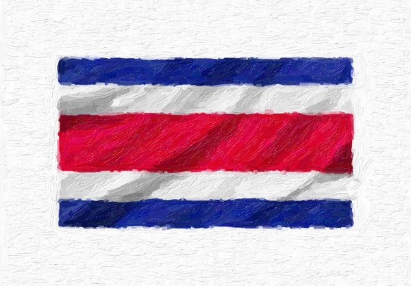 Costa Rica Pintado Mão Acenando Bandeira Nacional Pintura Óleo Isolada — Fotografia de Stock