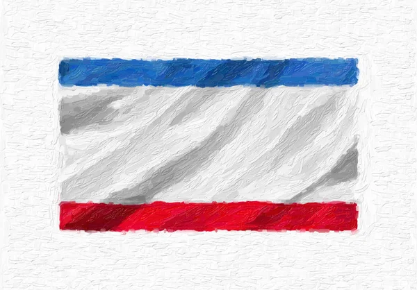 Krim Handgemalt Mit Wehender Nationalflagge Ölfarbe Isoliert Auf Weißer Leinwand — Stockfoto
