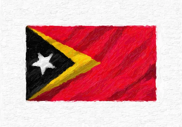 Východní Timor Ručně Malované Mávat Státní Vlajka Olejová Malba Izolovaných — Stock fotografie