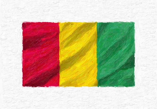 Guinea Handmålade Viftande Flagga Oljefärg Isolerade Vit Duk Illustration — Stockfoto