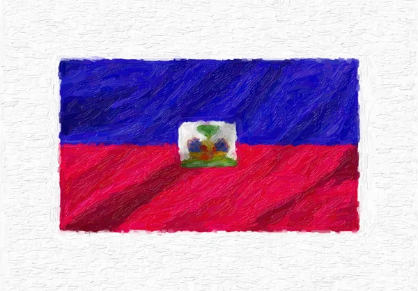 Haití Pintado Mano Ondeando Bandera Nacional Pintura Óleo Aislada Sobre —  Fotos de Stock