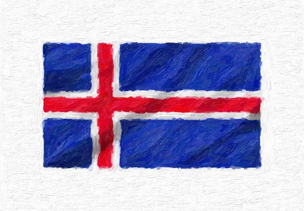 Islandia Pintada Mano Ondeando Bandera Nacional Pintura Óleo Aislada Sobre —  Fotos de Stock