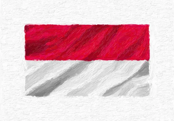 Indonezja Ręcznie Malowane Machać Flaga Narodowa Farba Olejna Białym Tle — Zdjęcie stockowe