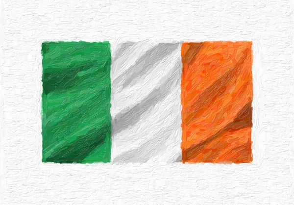 アイルランド手を振って国旗を描き イラスト 白いキャンバス上で分離オイル ペイント — ストック写真