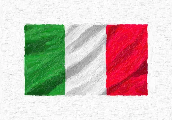 イタリア手を振って国旗を描き イラスト 白いキャンバス上で分離オイル ペイント — ストック写真