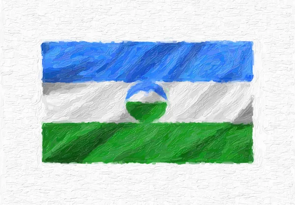 Kabardino Balkaria Hand Painted Waving National Flag Oil Paint Isolated — Stock Photo, Image