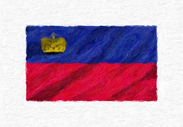 Liechtenstein Pintada Mano Ondeando Bandera Nacional Pintura Óleo Aislada Sobre —  Fotos de Stock