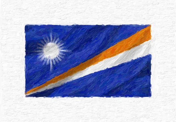 Marshall Islands Hand Painted Waving National Flag Oil Paint Isolated — Stock Photo, Image