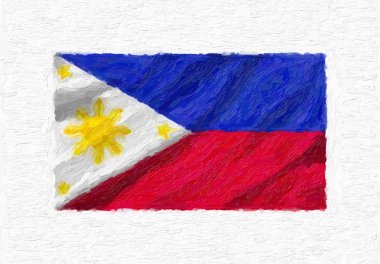 Filipinler el sallayarak ulusal bayrak boyalı, yağlı boya beyaz tuval üzerinde 3d illüstrasyon izole.
