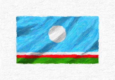 Ulusal bayrak, yağlı boya beyaz tuval üzerinde 3d illüstrasyon izole sallayarak saha Cumhuriyeti el boyalı.