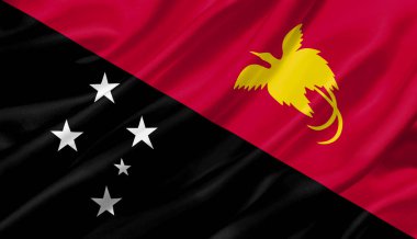 Papua Yeni Gine bayrak rüzgar ile 3d çizim sallayarak.