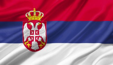 Rüzgar, 3d çizim sallayarak Sırbistan bayrağı.