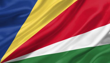 Seyşeller bayrak rüzgar ile 3d çizim sallayarak.