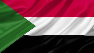 Rüzgar, 3d çizim sallayarak Sudan bayrağı.