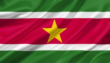Surinam bayrak rüzgar ile 3d çizim sallayarak.