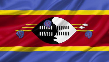 Svaziland bayrak rüzgar ile 3d çizim sallayarak.