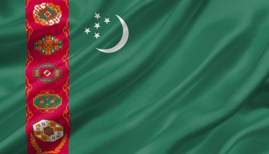 Rüzgar, 3d çizim sallayarak Türkmenistan bayrağı.