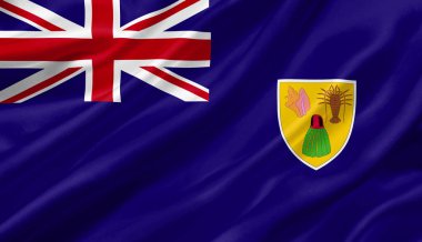 Turks ve Caicos Adaları bayrak rüzgar ile 3d çizim sallayarak.