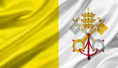 Vatikan şehir devleti bayrak rüzgar ile 3d çizim sallayarak.