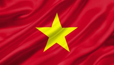 Rüzgar, 3d çizim sallayarak Vietnam bayrağı.