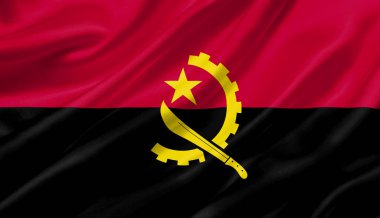 Rüzgar, 3d çizim sallayarak Angola bayrağı.
