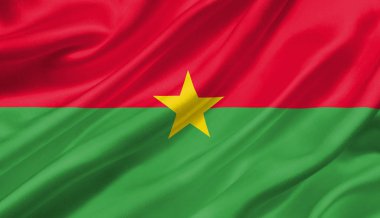 Burkina Faso bayrak rüzgar ile 3d çizim sallayarak.