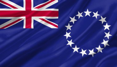 Cook Adaları bayrak rüzgar ile 3d çizim sallayarak.