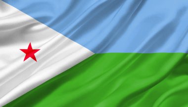 Dijibouti bayrak rüzgar ile 3d çizim sallayarak.