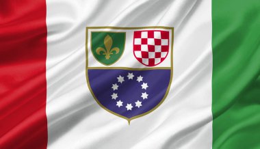 Bosna-Hersek bayrak rüzgar ile 3d çizim sallayarak Federasyonu.
