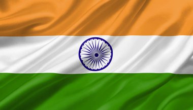 Hindistan bayrağı rüzgarla dalgalanıyor, 3 boyutlu illüstrasyon.