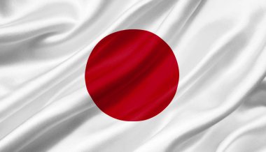 Japonya bayrağı rüzgarla dalgalanıyor, 3 boyutlu illüstrasyon.
