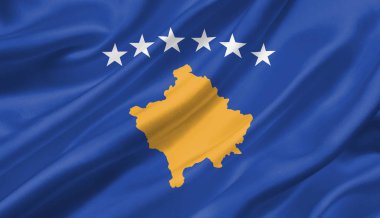 Rüzgar, 3d çizim sallayarak Kosova bayrağı.