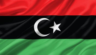 Rüzgar, 3d çizim sallayarak Libya bayrağı.