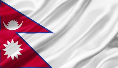 Rüzgar, 3d çizim sallayarak Nepal bayrağı.