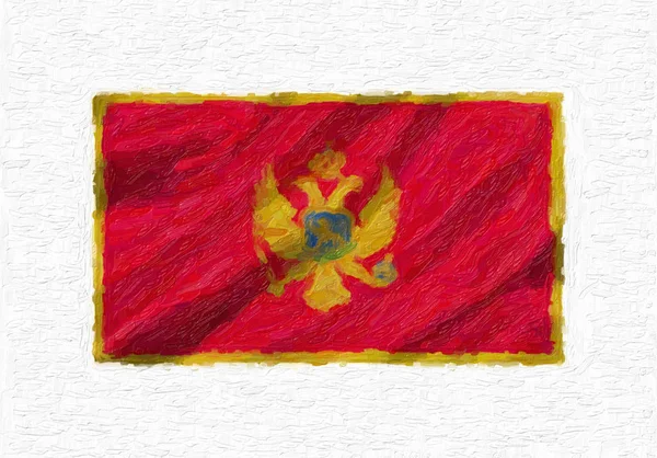Чорногорія Ручним Розписом Розмахував Прапором Національної Олійною Фарбою Ізольовані Білому — стокове фото