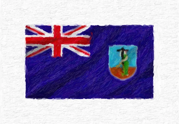 Montserrat Handmålade Viftande Flagga Oljefärg Isolerade Vit Duk Illustration — Stockfoto