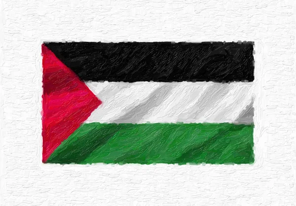 Palestina Pintada Mano Ondeando Bandera Nacional Pintura Óleo Aislada Sobre — Foto de Stock