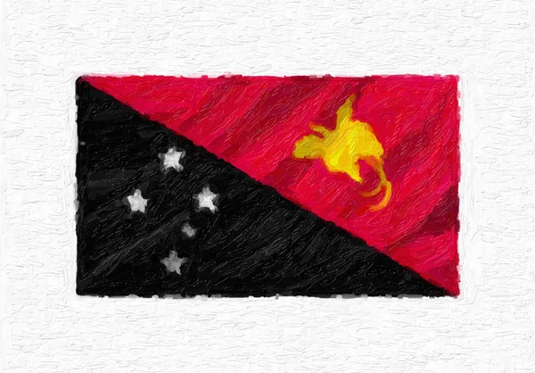 파푸아 손으로 흔들며 국기를 페인트 캔버스 그림에 — 스톡 사진