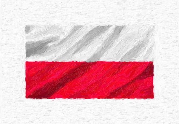 Polónia Pintado Mão Acenando Bandeira Nacional Pintura Óleo Isolada Tela — Fotografia de Stock