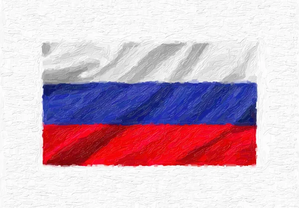 Rusia Pintada Mano Ondeando Bandera Nacional Pintura Óleo Aislada Sobre —  Fotos de Stock