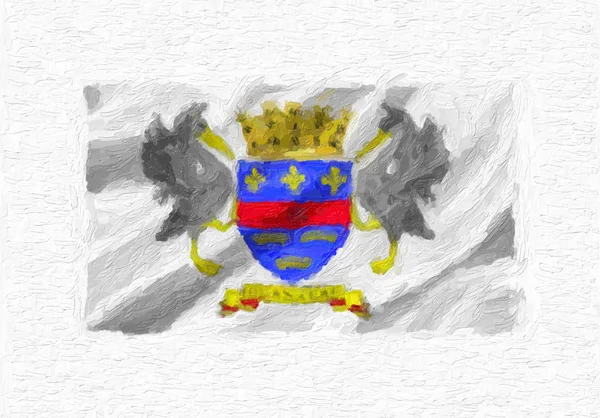 Saint Barthelemy Handmålade Viftande Flagga Oljefärg Isolerade Vit Duk Illustration — Stockfoto