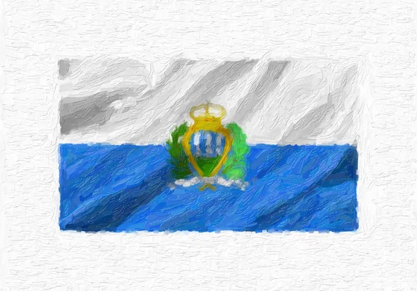 Сан Марино Ручним Розписом Розмахуючи Національний Прапор Олійною Фарбою Ізольовані — стокове фото