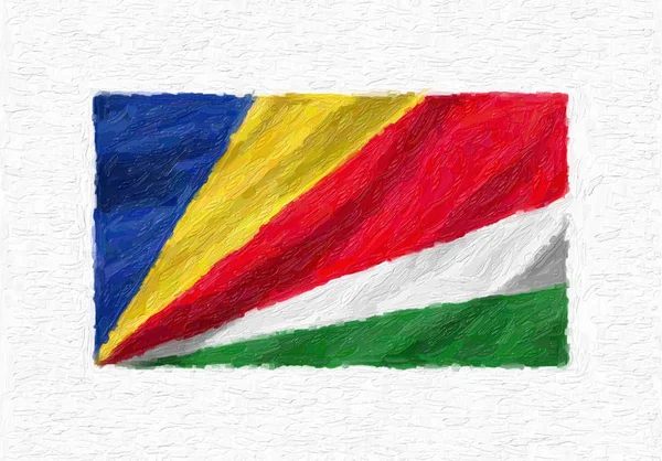 Seychelles Hand Painted Waving National Flag Oil Paint Isolated White — Stock Photo, Image