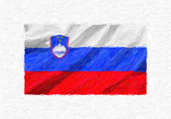 Eslovenia Pintada Mano Ondeando Bandera Nacional Pintura Óleo Aislada Sobre —  Fotos de Stock